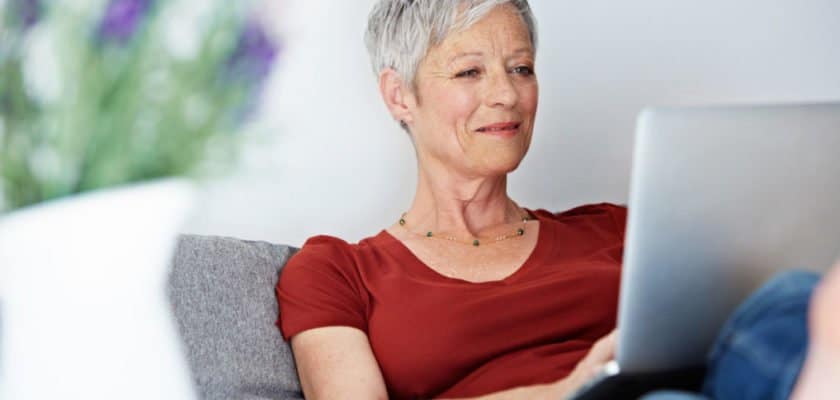Thank you senior living guide picture of woman with laptop