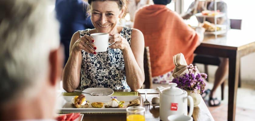 Woman enjoying breakfast