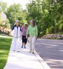 Residents walking outside.